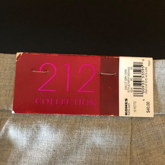 212 Collection Straight Leg Pants Womens Size 16 Petite Light Gray Trousers NEW - Picture 3 of 8